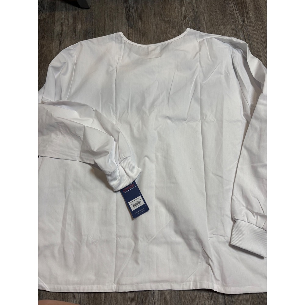Cherokee Workwear Traditional Classic White Snap Front Long Sleeve Scrub Top 3XL